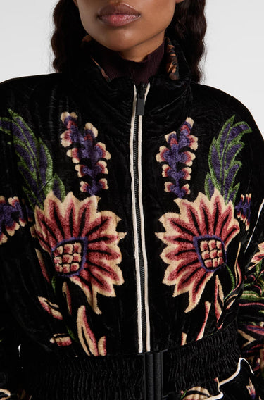 Marvelous Garden Black Puffer Jacket-Jackets & outerweare-Farm Rio-Debs Boutique